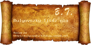 Bulyovszky Titánia névjegykártya